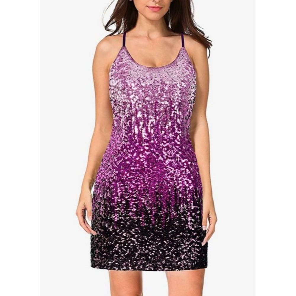 Women’s Fuchsia Glitter Spaghetti Dress